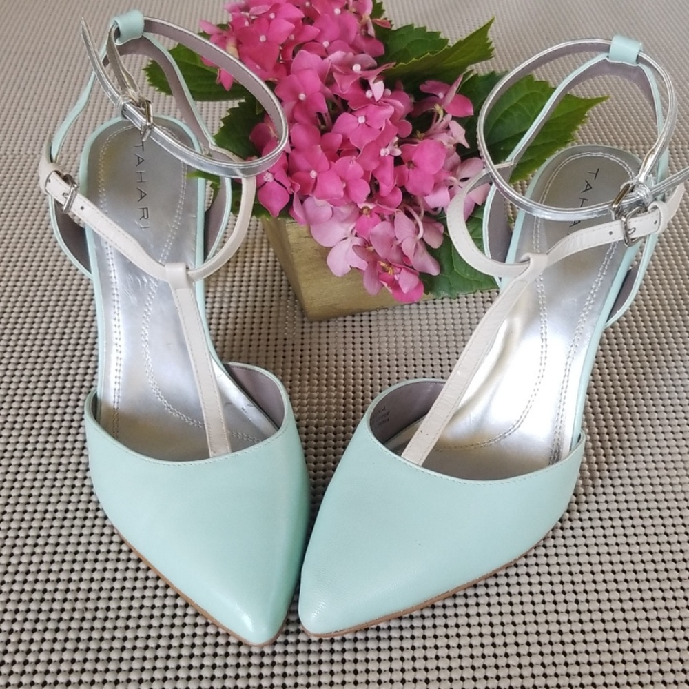 Tahari Women's Mint Pointed-Toe Ankle Strap Heels